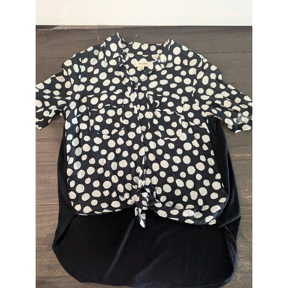 Anthropologie Tops - Porridge Womens Black White Polka Dot Shirt Top Sz Small Anthropologie Brand